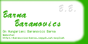 barna baranovics business card